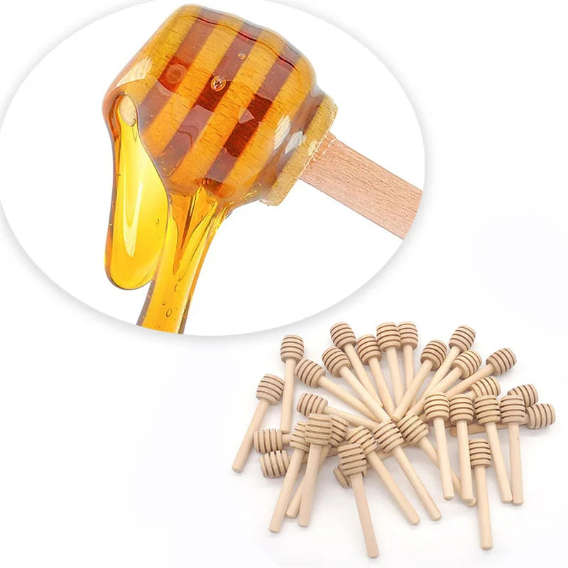 10/50/100pcs Practical Honey Mixing Stick Jar Spoon Long Handle Wood Honey Stir Bar Supplies Coffee Milk Tea Kitchen Tool 70%