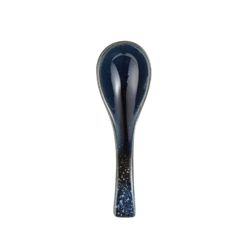 13cm Japanese-style Retro Ceramic Soup Spoon Eating Rice Spoon Kitchen Serving Teaspoon Tableware Kitchen Cooking Utensil Tools