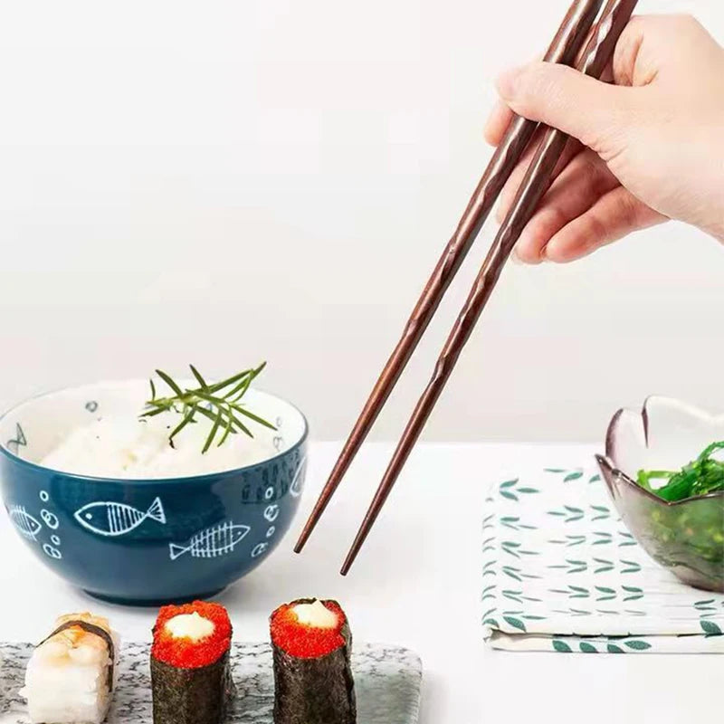5 Pairs Japanese Sushi Chopsticks Natural Wooden Eco-Friendly Reusable Wood Korean Chinese Food Chop Sticks Set