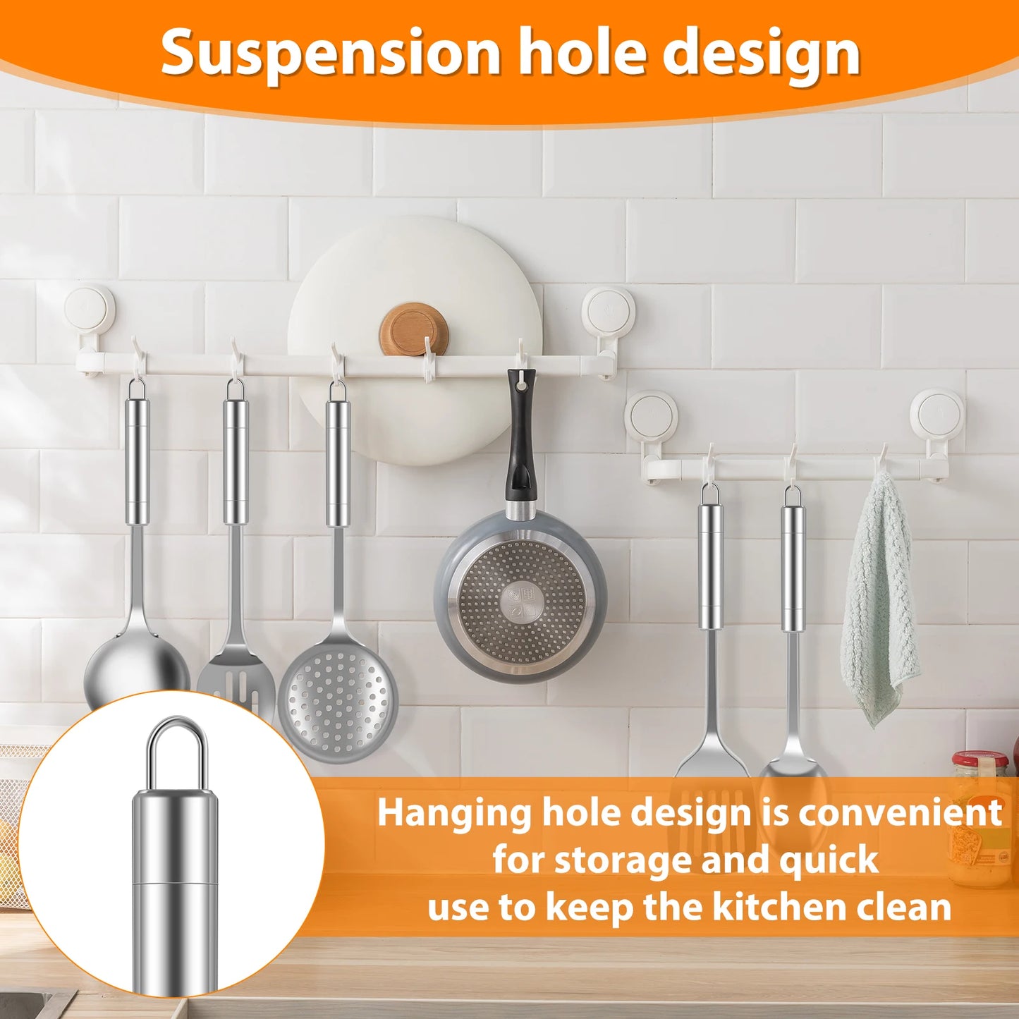 5Pcs Kitchen Cooking Utensils Set Durable Stainless Steel Cooking Tools Washable Spoons Spatula Utensils Kitchen Gadgets Tools