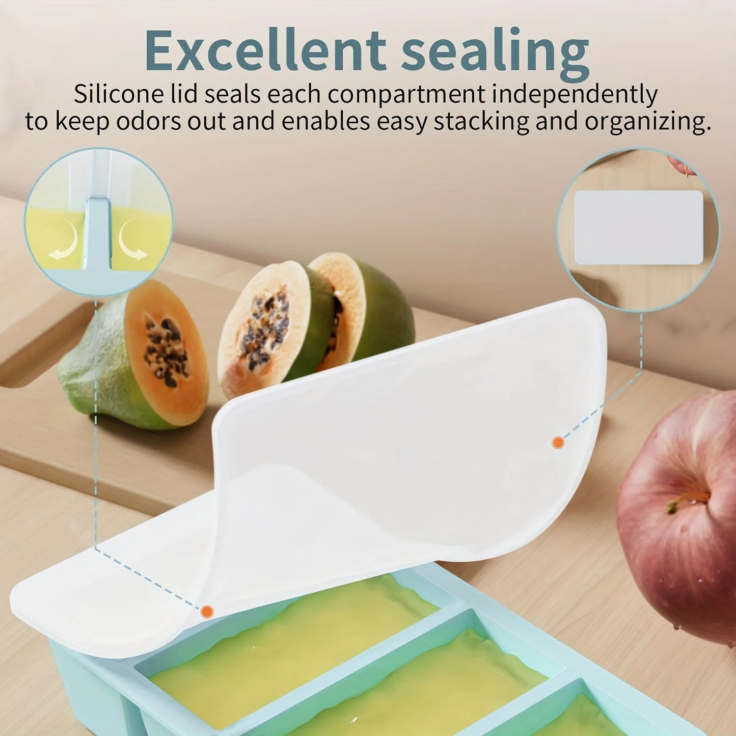 1/4pcs Large Rectangular Ice Cube Mold Set with Lid Stackable Freezer Trays for Bottles Beverages Long Cubes Mould Kitchen Items