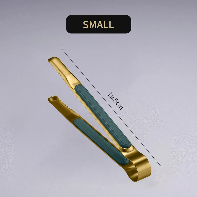 Gold Stainless Steel Food Tongs Non-Slip Serving Tongs For BBQ Meat Salad Bread Kitchen Accessories Cooking Utensils