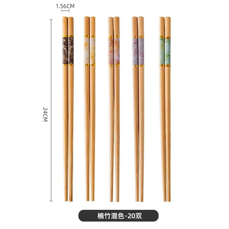 New Bamboo Chopsticks Natural Bamboo Anti-mold Anti-slip High Temperature Resistant Premium Chopsticks Set Chinese Kitchen