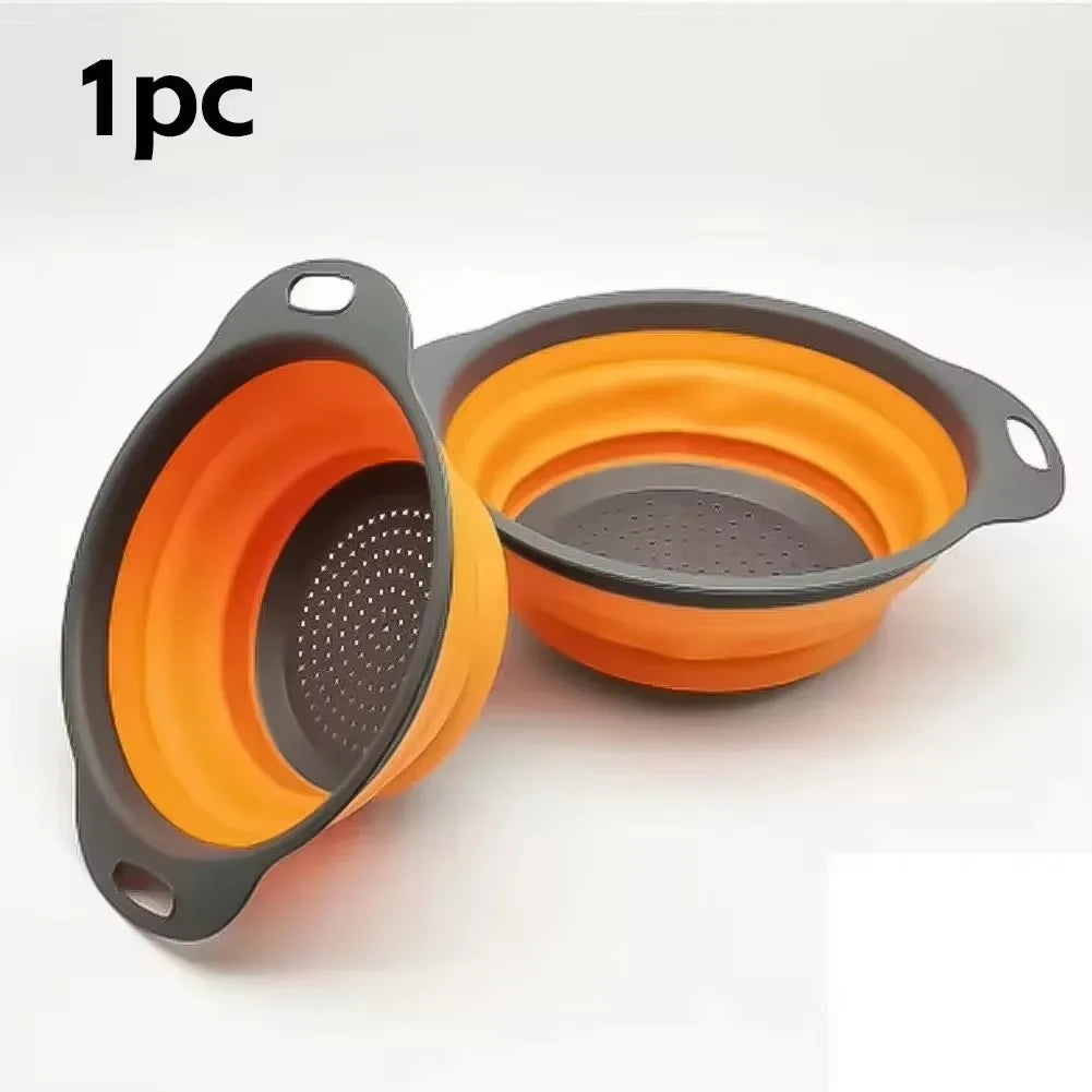 Foldable Strainer Fruit Vegetable Washing Basket Colander Dish Drainer Silicon Colander Collapsible Drainer Kitchen Gadgets