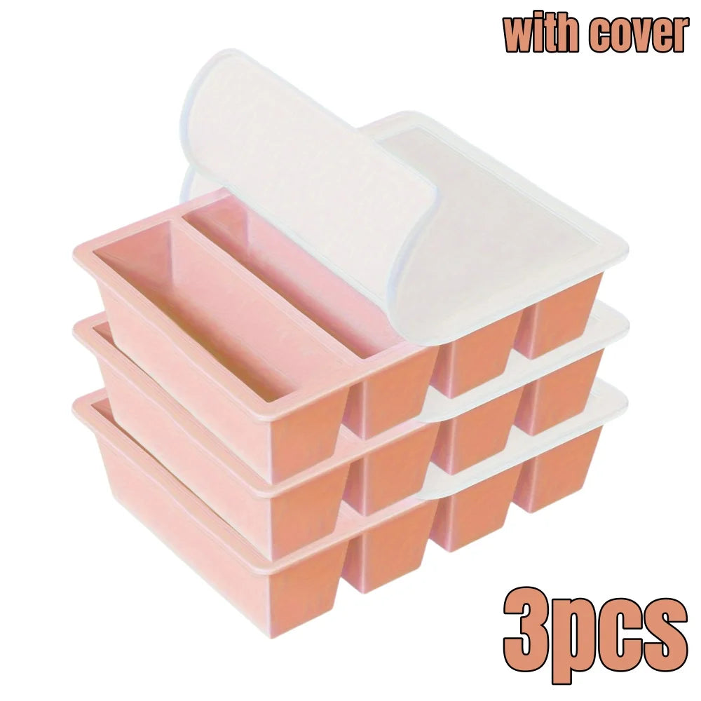 1/4pcs Large Rectangular Ice Cube Mold Set with Lid Stackable Freezer Trays for Bottles Beverages Long Cubes Mould Kitchen Items