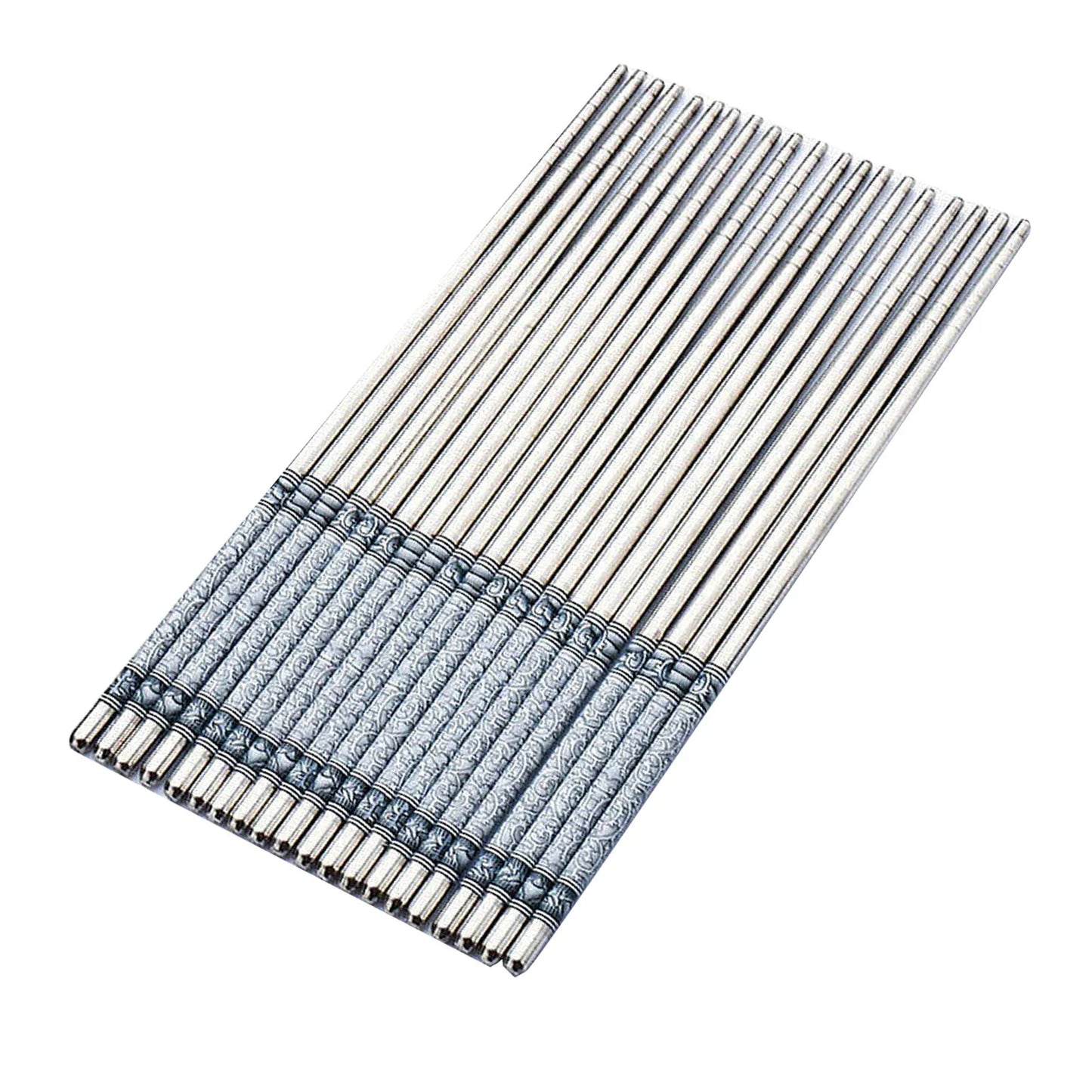 Chinese Stainless Steel Chopsticks Blue White Porcelain Pattern Metal Chopsticks Utensils Reusable Easy To Clean for Household