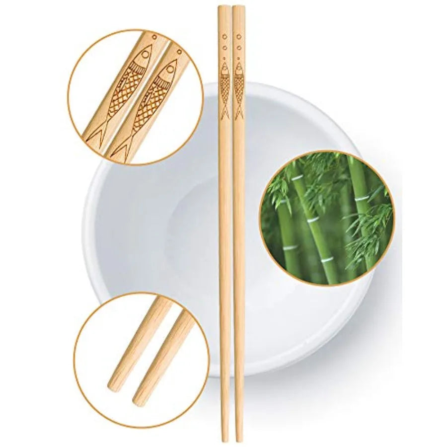 5 pairs of bamboo chopsticks can be reused classic healthy highquality natural bamboo chopsticks can be washed in the dishwashe