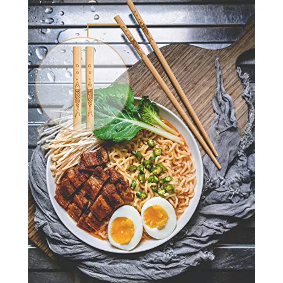 5 pairs of bamboo chopsticks can be reused classic healthy highquality natural bamboo chopsticks can be washed in the dishwashe