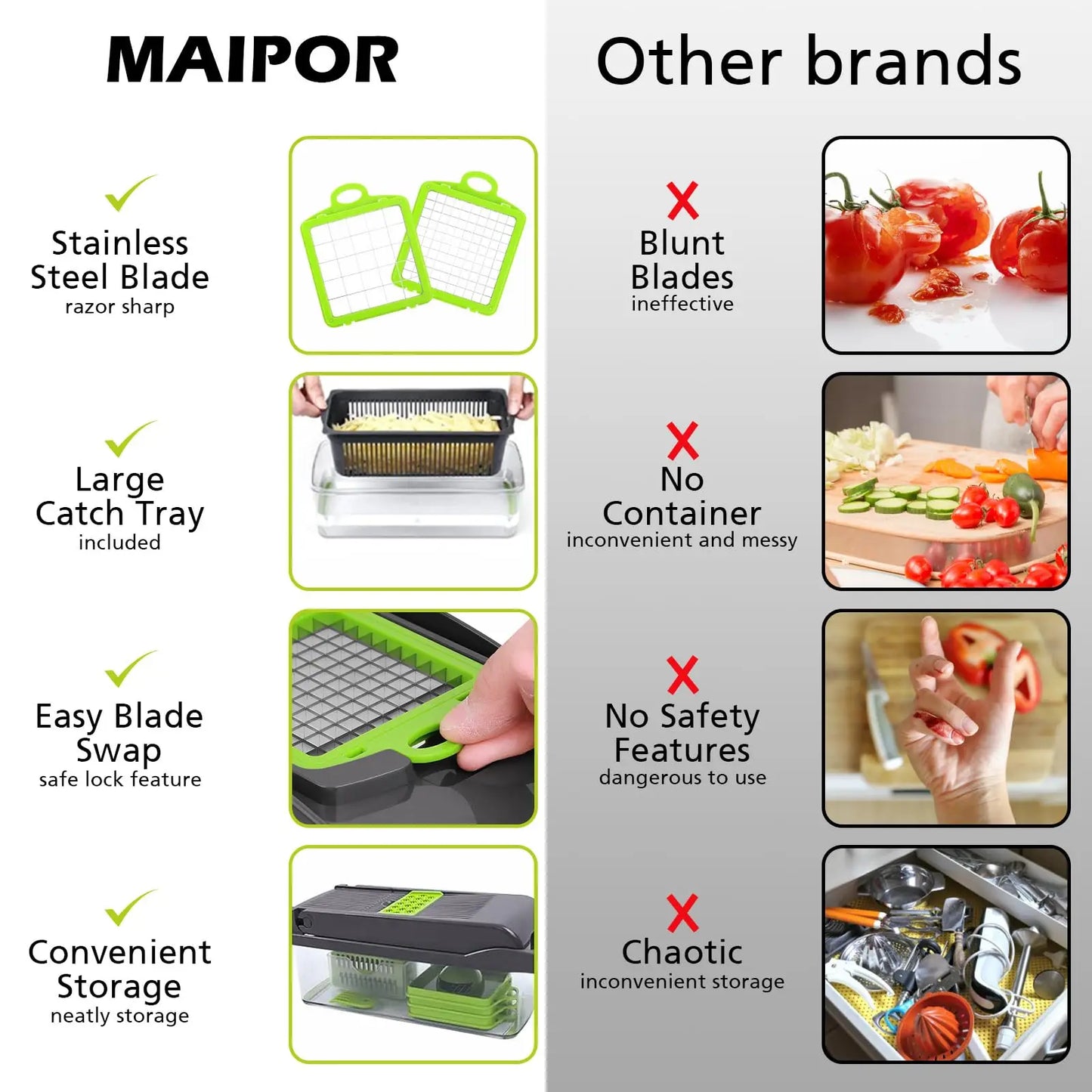 15 Blades Heavy Duty Vegetable Chopper - Onion Garlic Dicer with Container, Effortless Food Prep for Kitchen Home Cooking