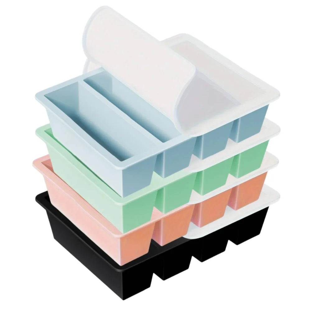 1/4pcs Large Rectangular Ice Cube Mold Set with Lid Stackable Freezer Trays for Bottles Beverages Long Cubes Mould Kitchen Items