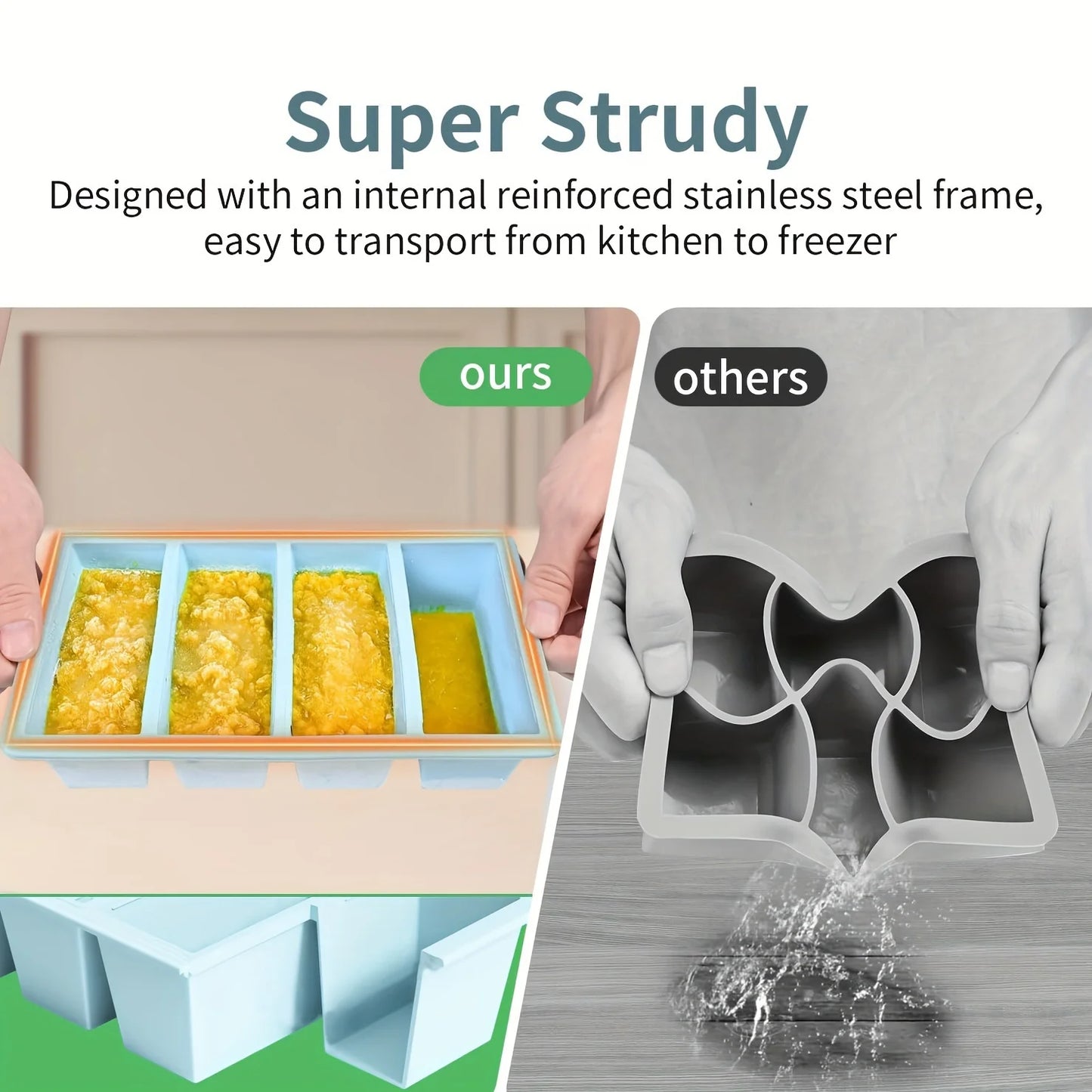 1/4pcs Large Rectangular Ice Cube Mold Set with Lid Stackable Freezer Trays for Bottles Beverages Long Cubes Mould Kitchen Items