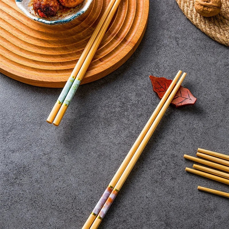 New Bamboo Chopsticks Natural Bamboo Anti-mold Anti-slip High Temperature Resistant Premium Chopsticks Set Chinese Kitchen