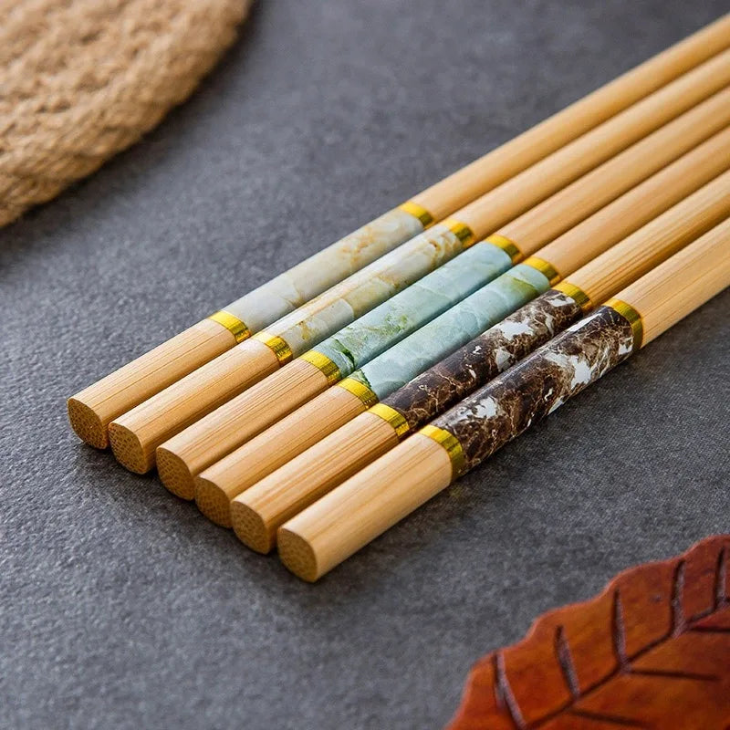 New Bamboo Chopsticks Natural Bamboo Anti-mold Anti-slip High Temperature Resistant Premium Chopsticks Set Chinese Kitchen