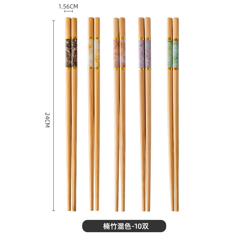 New Bamboo Chopsticks Natural Bamboo Anti-mold Anti-slip High Temperature Resistant Premium Chopsticks Set Chinese Kitchen