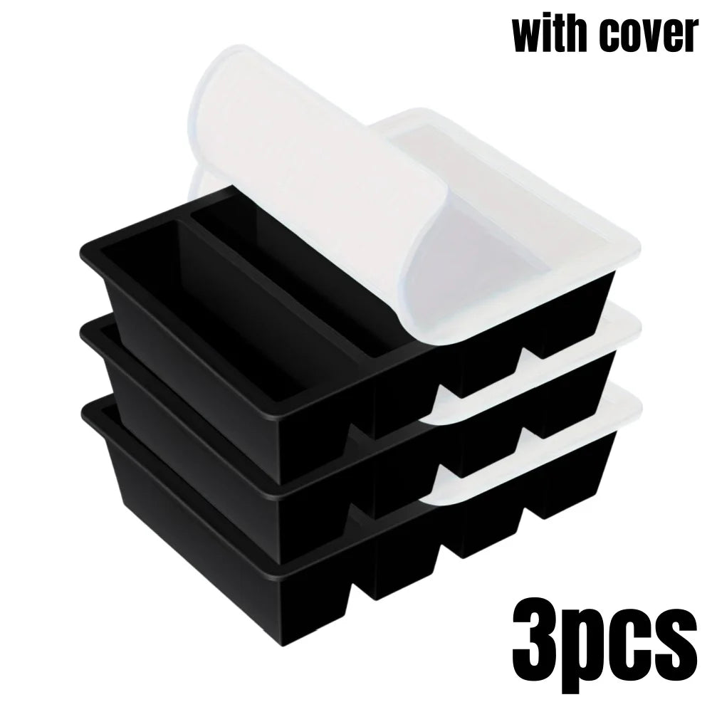 1/4pcs Large Rectangular Ice Cube Mold Set with Lid Stackable Freezer Trays for Bottles Beverages Long Cubes Mould Kitchen Items