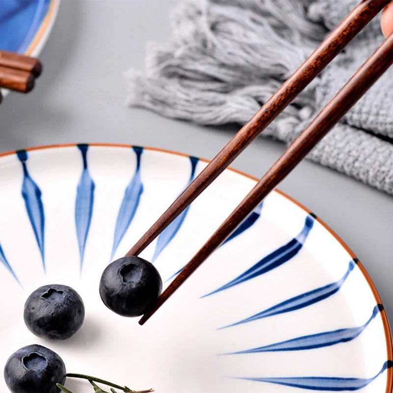 5 Pairs Japanese Sushi Chopsticks Natural Wooden Eco-Friendly Reusable Wood Korean Chinese Food Chop Sticks Set