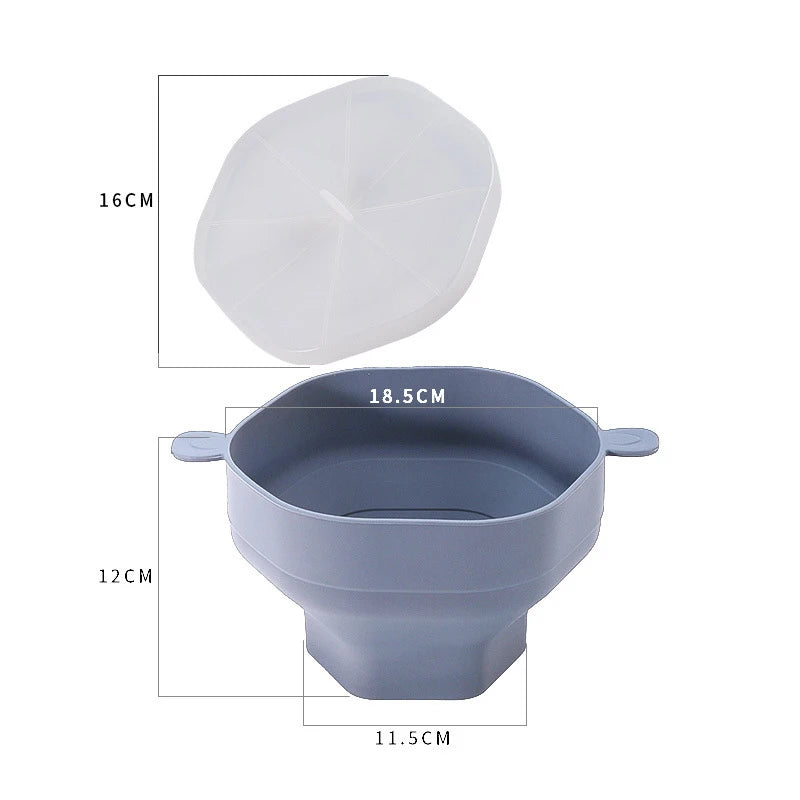 Silicone Popcorn Bowl Microwave Oven Popcorn Maker with Lid Folding Popper Collapsible Family Bucket Holder Kitchen Baking Tools