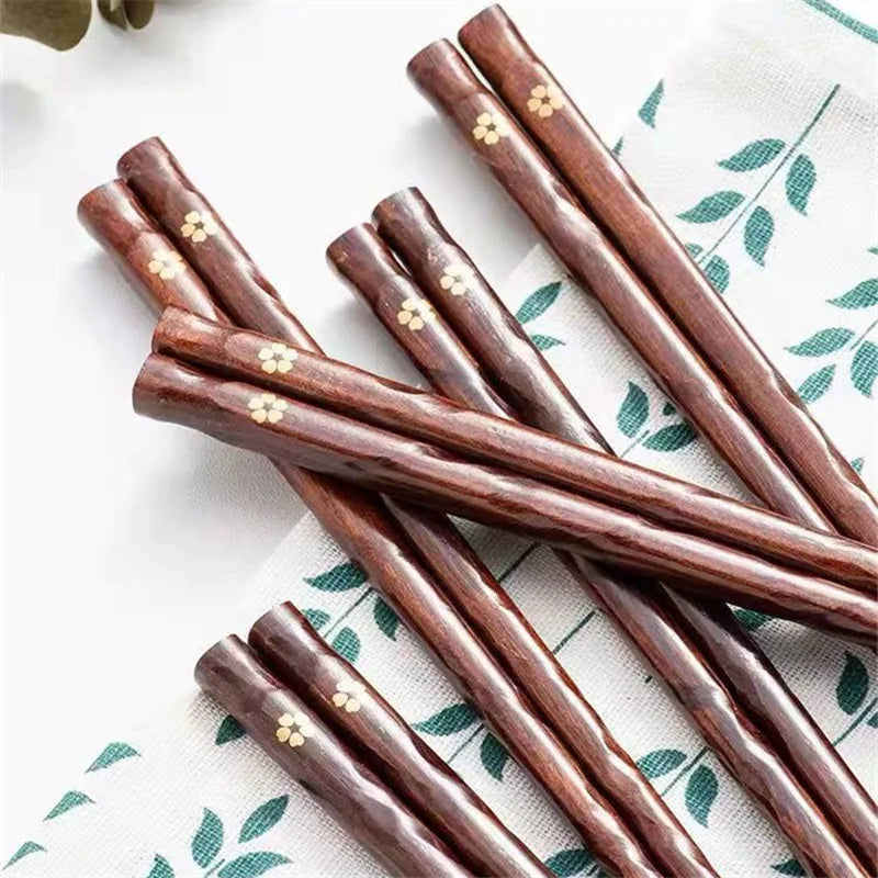5 Pairs Japanese Sushi Chopsticks Natural Wooden Eco-Friendly Reusable Wood Korean Chinese Food Chop Sticks Set