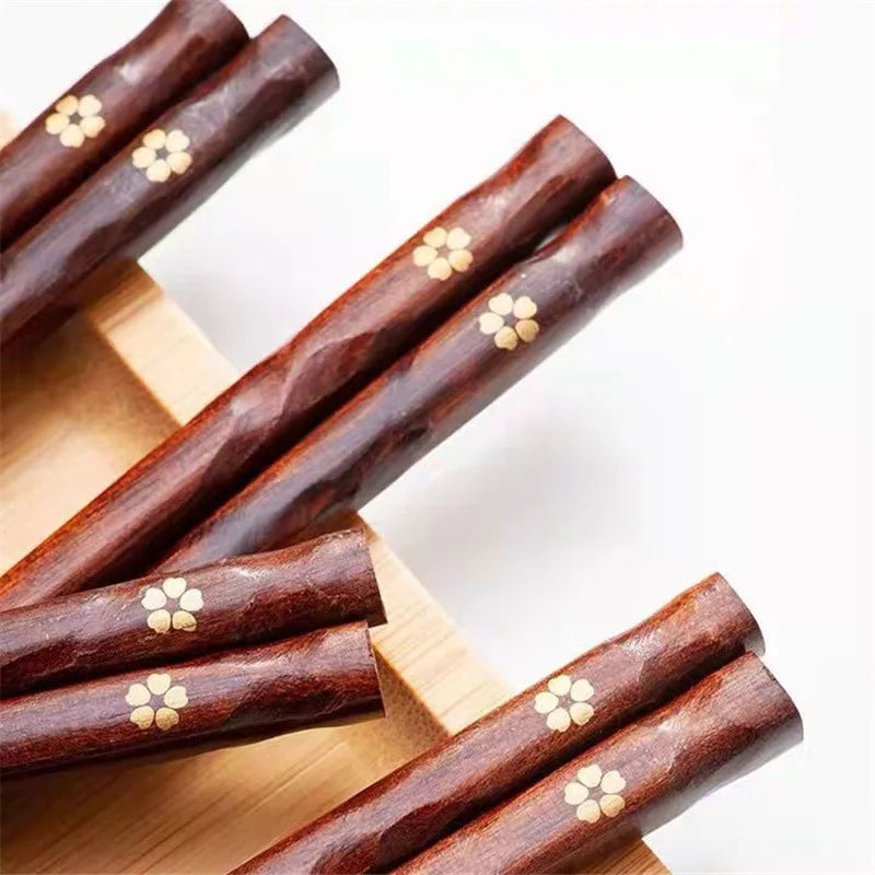 5 Pairs Japanese Sushi Chopsticks Natural Wooden Eco-Friendly Reusable Wood Korean Chinese Food Chop Sticks Set
