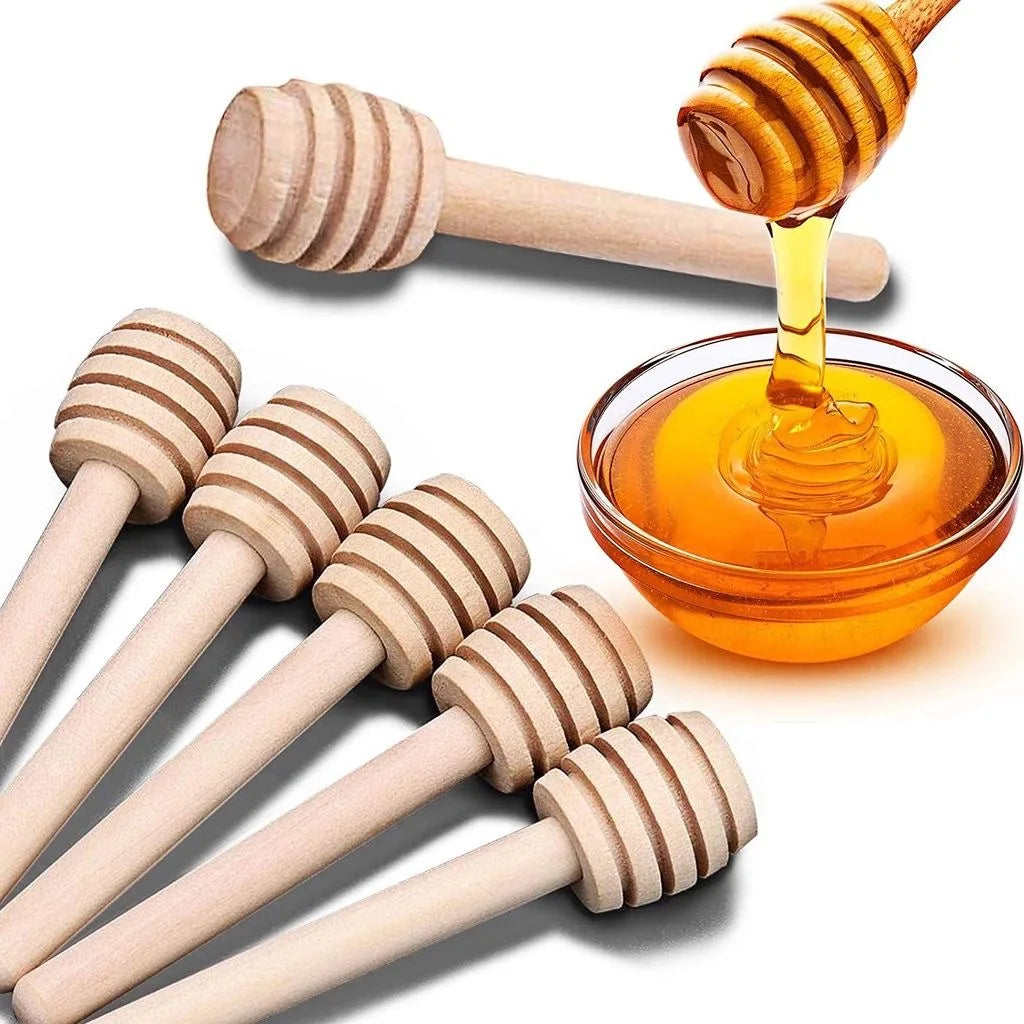 8/10/16Cm Honey Stir Bar Mixing Handle Jar Spoon Practical 100Pc Wood Dipper Honey Long Stick Supplies Honey Kitchen Tools