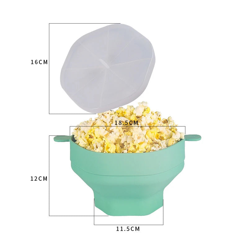 Silicone Popcorn Bowl Microwave Oven Popcorn Maker with Lid Folding Popper Collapsible Family Bucket Holder Kitchen Baking Tools