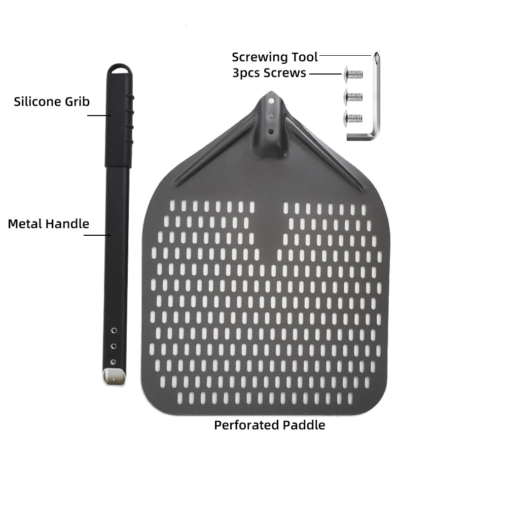 10 12 13 14 16 Inch Big Pizza Perforated Shovel Paddle Short Handle for Oven Turning Peel Kitchen Tools Nonstick Pizza  Baking