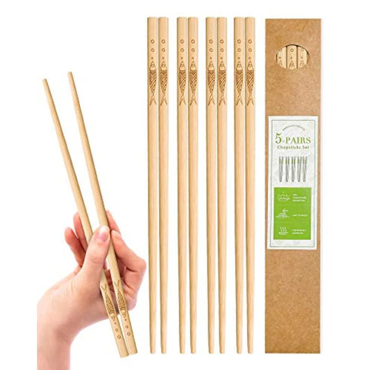 5 pairs of bamboo chopsticks can be reused classic healthy highquality natural bamboo chopsticks can be washed in the dishwashe