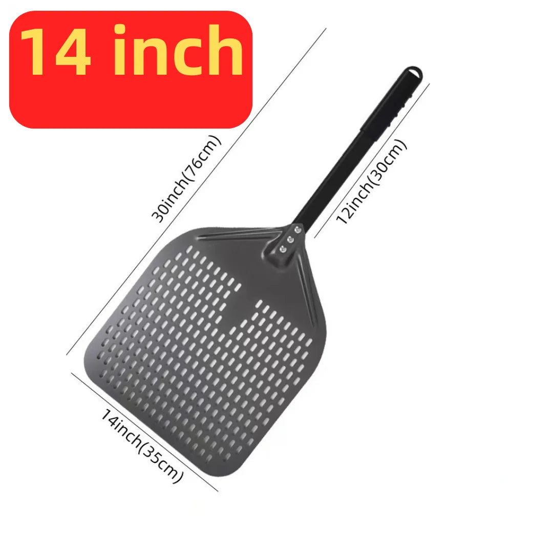 10 12 13 14 16 Inch Big Pizza Perforated Shovel Paddle Short Handle for Oven Turning Peel Kitchen Tools Nonstick Pizza  Baking