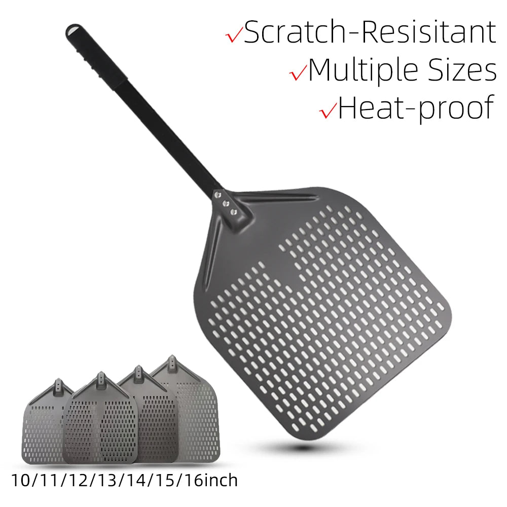 10 12 13 14 16 Inch Big Pizza Perforated Shovel Paddle Short Handle for Oven Turning Peel Kitchen Tools Nonstick Pizza  Baking
