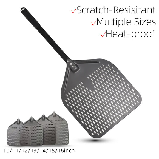 10 12 13 14 16 Inch Big Pizza Perforated Shovel Paddle Short Handle for Oven Turning Peel Kitchen Tools Nonstick Pizza  Baking