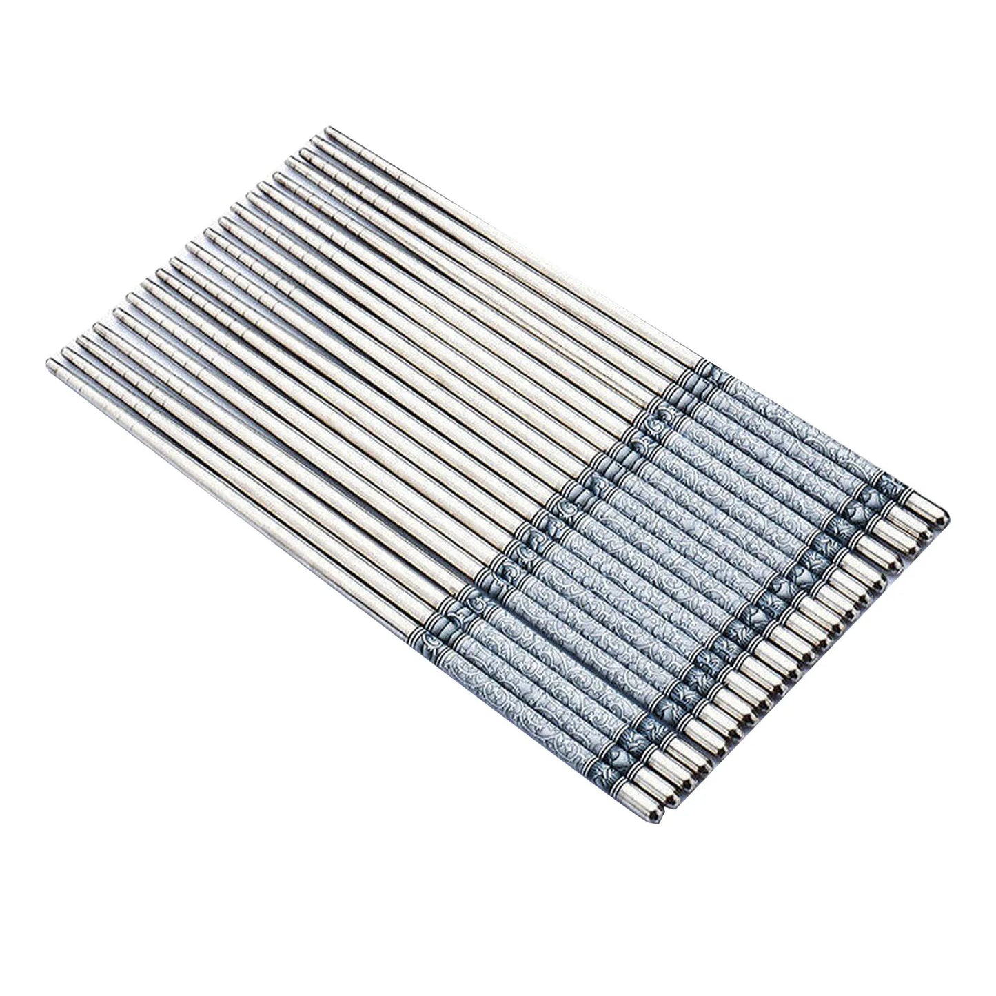 Chinese Stainless Steel Chopsticks Blue White Porcelain Pattern Metal Chopsticks Utensils Reusable Easy To Clean for Household
