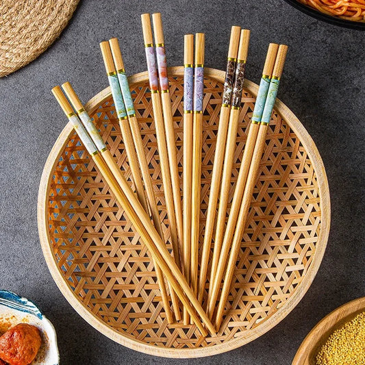 New Bamboo Chopsticks Natural Bamboo Anti-mold Anti-slip High Temperature Resistant Premium Chopsticks Set Chinese Kitchen